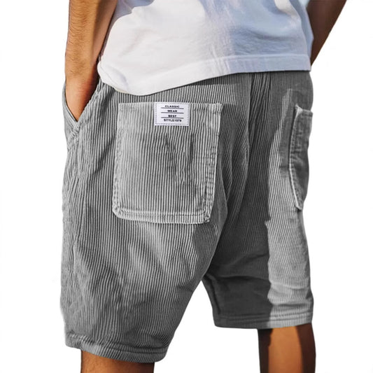 Vintage Corduroy Shorts for Men with Multiple Pockets, Fashionable and Casual Design eprolo