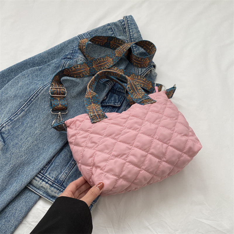 Casual Handbag Simple Shoulder Bag Stylish Crossbody Bag Quilted Korean Style Tote Bag eprolo