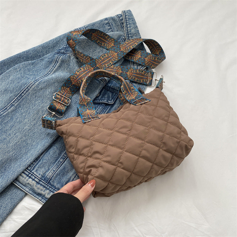 Casual Handbag Simple Shoulder Bag Stylish Crossbody Bag Quilted Korean Style Tote Bag eprolo
