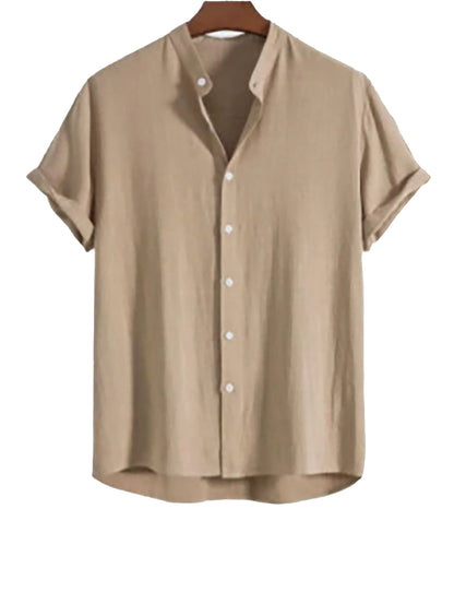 Men's Stand Collar Slim Fit Linen-Cotton Suit Set eprolo