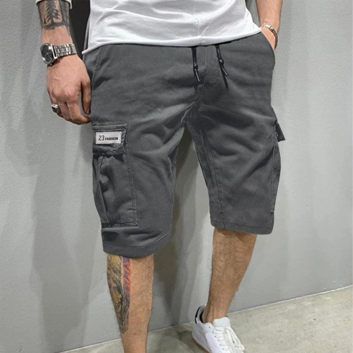 Men's Cargo Loose Straight-Leg Trendy Beach Mid-Length Pants eprolo