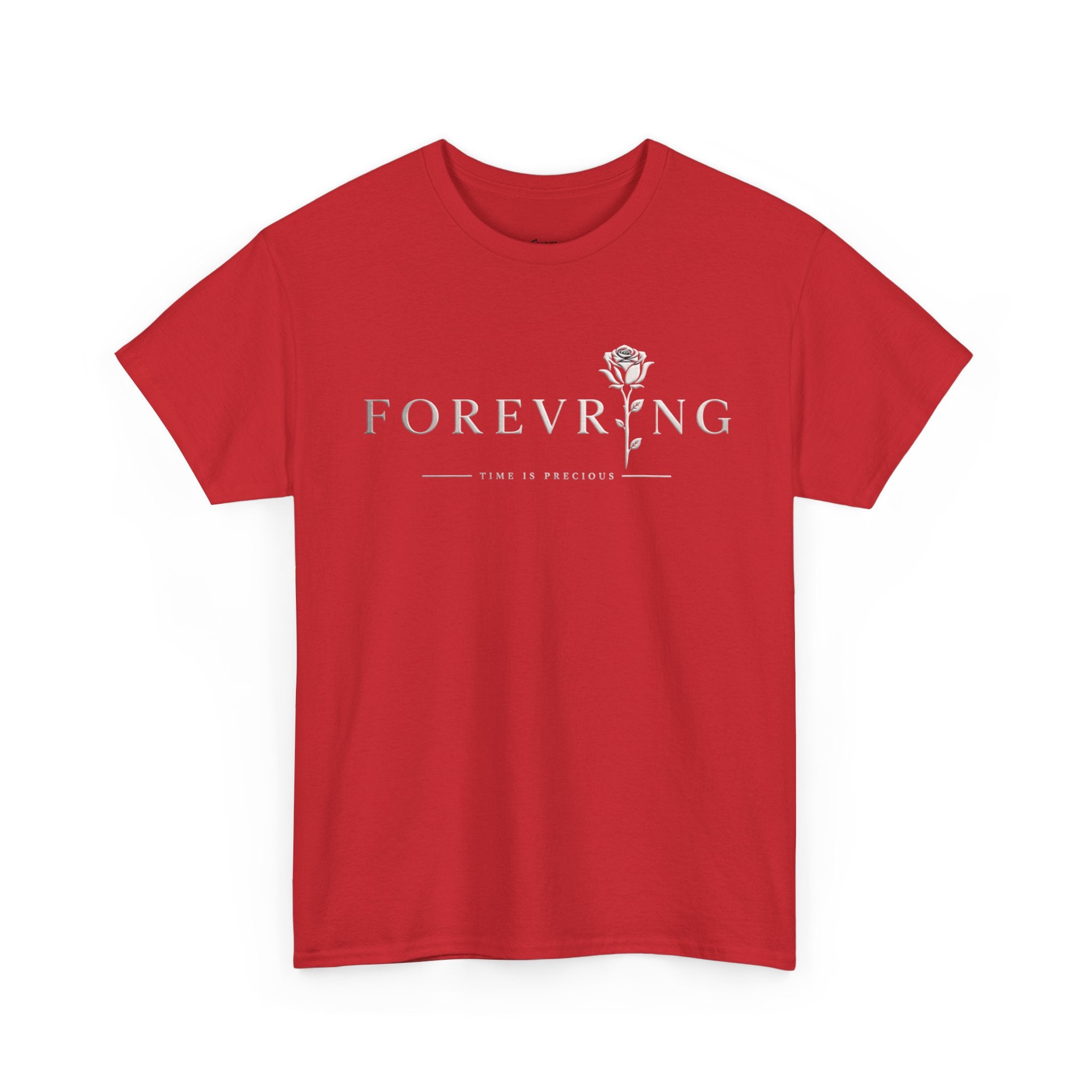 Forevering Rose T-Shirt — Minimal Floral "FOREVERING" Tee Printify