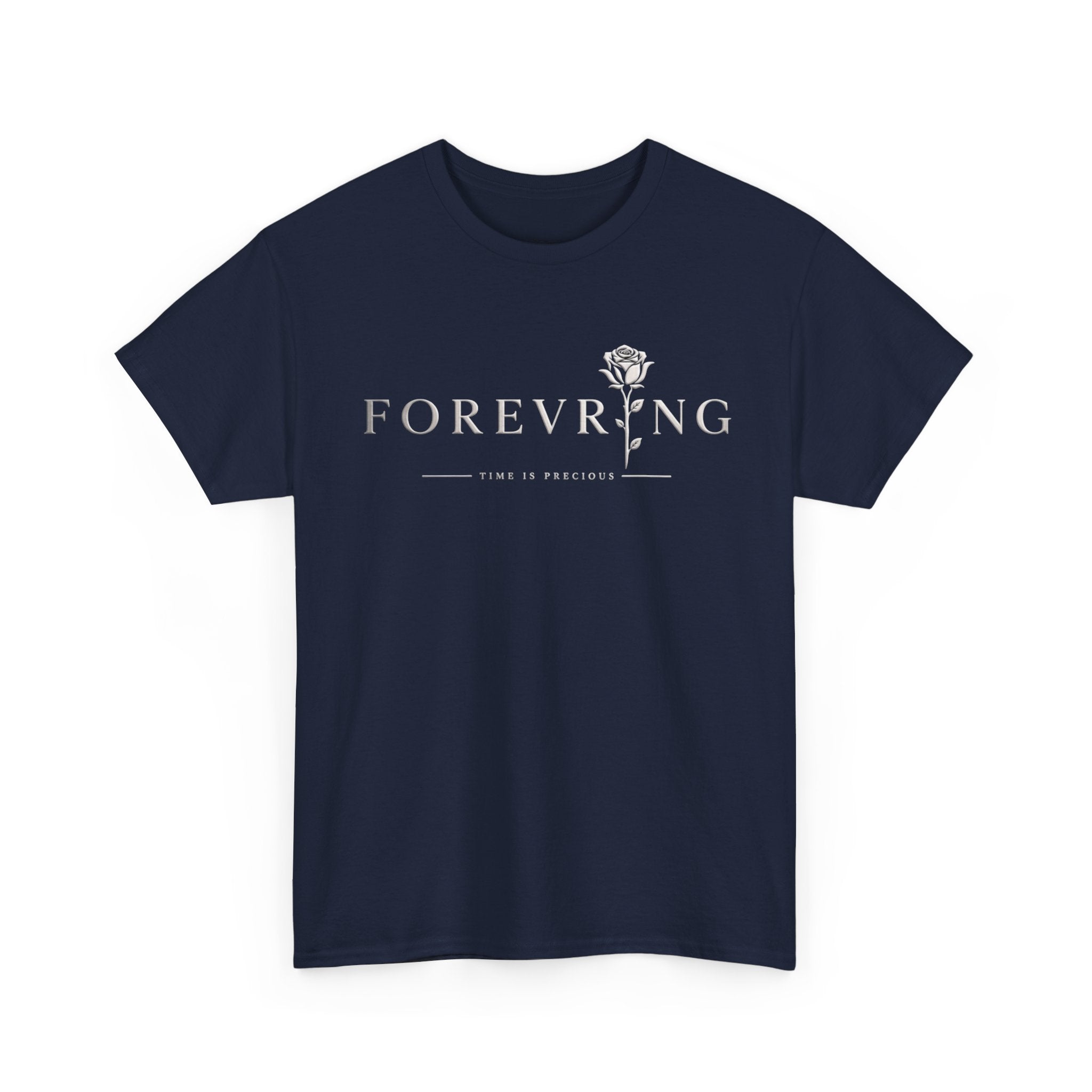 Forevering Rose T-Shirt — Minimal Floral "FOREVERING" Tee Printify