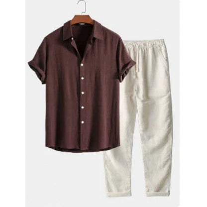 Men's Stand Collar Slim Fit Linen-Cotton Suit Set eprolo