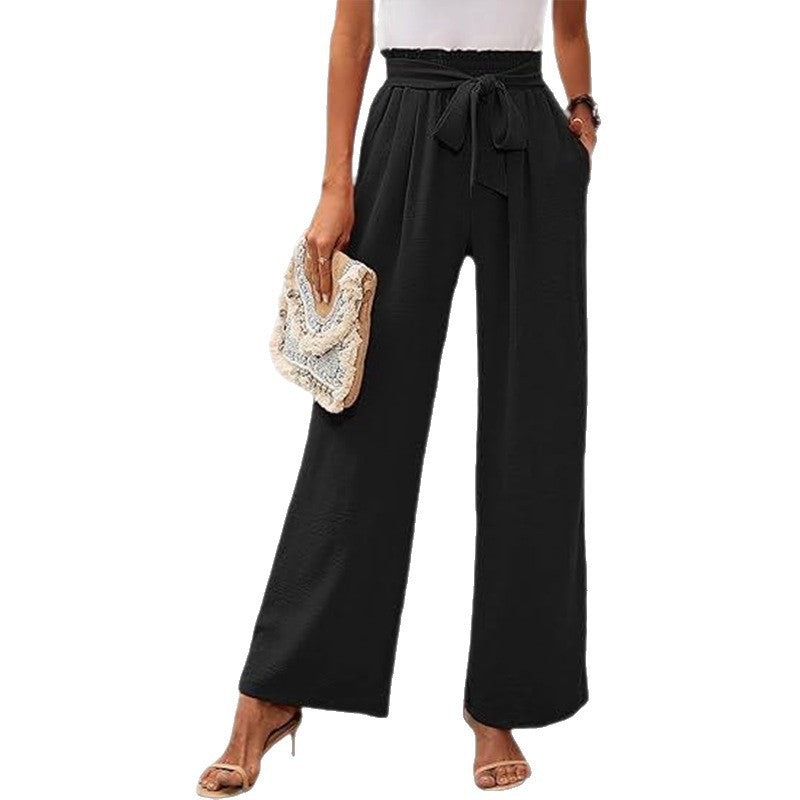 Women's solid color pocket high waist wide leg pants eprolo