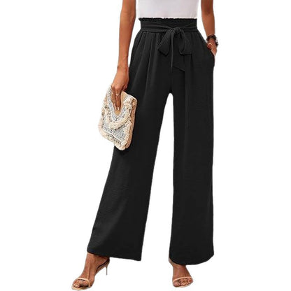 Women's solid color pocket high waist wide leg pants eprolo
