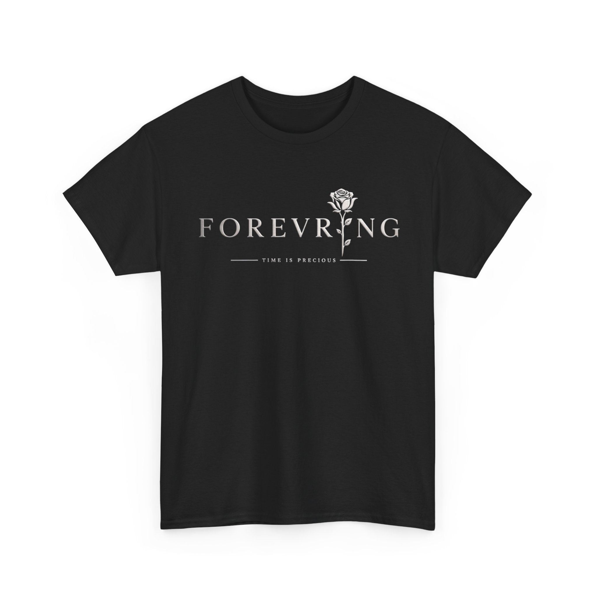 Forevering Rose T-Shirt — Minimal Floral "FOREVERING" Tee Printify