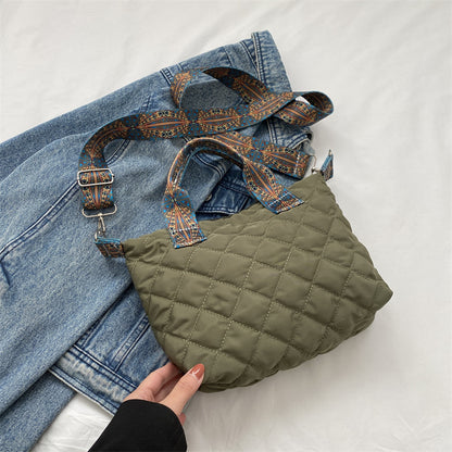 Casual Handbag Simple Shoulder Bag Stylish Crossbody Bag Quilted Korean Style Tote Bag eprolo