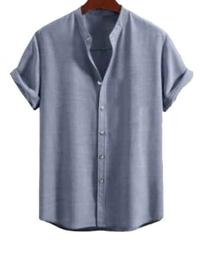 Men's Stand Collar Slim Fit Linen-Cotton Suit Set eprolo