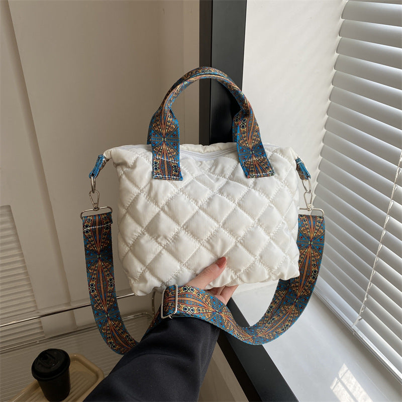 Casual Handbag Simple Shoulder Bag Stylish Crossbody Bag Quilted Korean Style Tote Bag eprolo