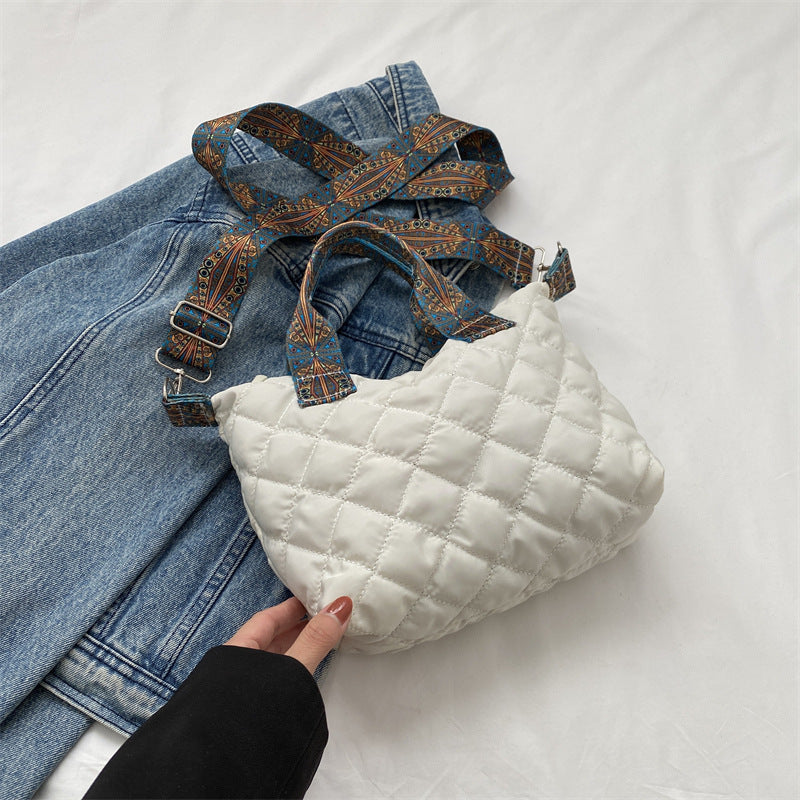 Casual Handbag Simple Shoulder Bag Stylish Crossbody Bag Quilted Korean Style Tote Bag eprolo