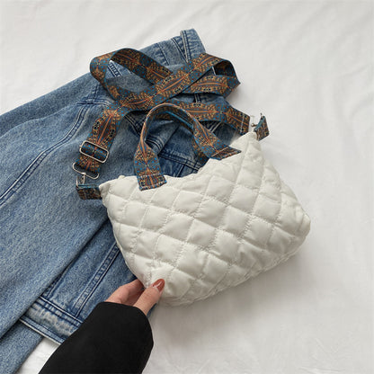 Casual Handbag Simple Shoulder Bag Stylish Crossbody Bag Quilted Korean Style Tote Bag eprolo
