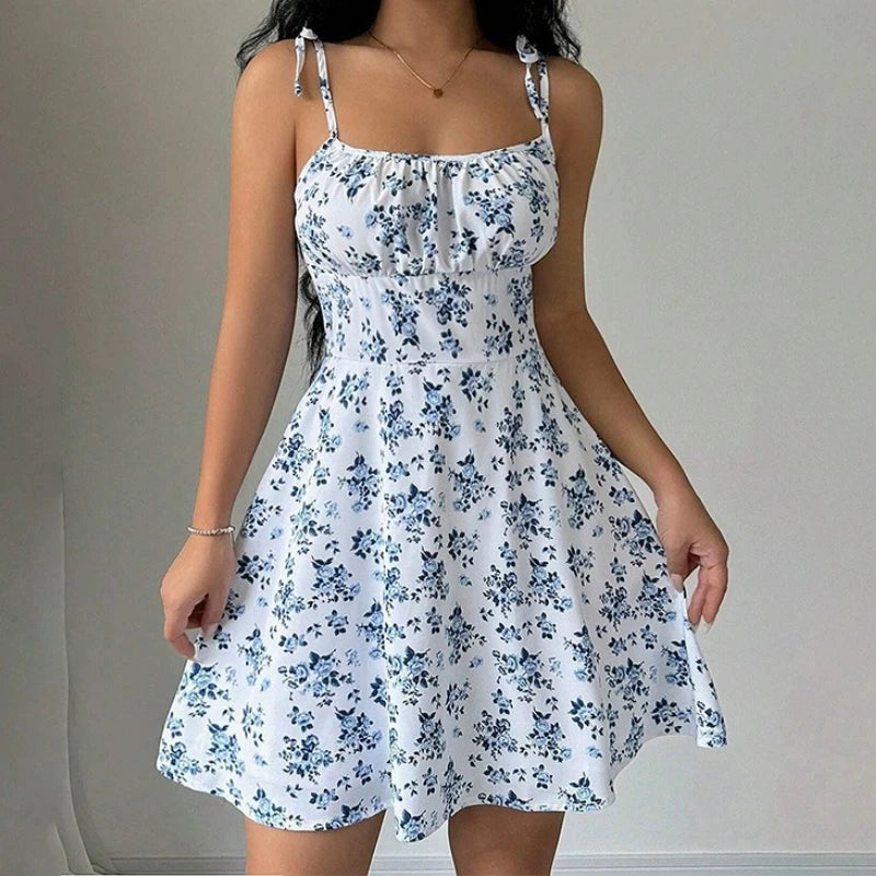 Women's Summer Floral Spaghetti Strap Beach Short Dress,Womens Dresses,Woman Clothing,Woman Clothes,Sundress,New in Dress 2025 FOREVRYNG ®