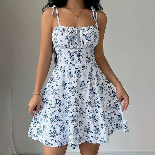 Women's Summer Floral Spaghetti Strap Beach Short Dress,Womens Dresses,Woman Clothing,Woman Clothes,Sundress,New in Dress 2025 FOREVRYNG ®