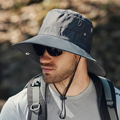 Summer Bucket Hat For Men Fisherman Cap Fishing Outdoor Sunshade Big Brim Sunscreen Riding Hiking Suncreen Sunhat FOREVRYNG ®