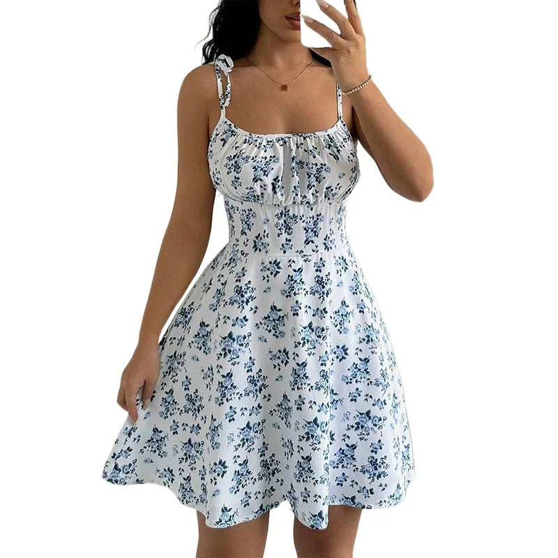Women's Summer Floral Spaghetti Strap Beach Short Dress,Womens Dresses,Woman Clothing,Woman Clothes,Sundress,New in Dress 2025 FOREVRYNG ®