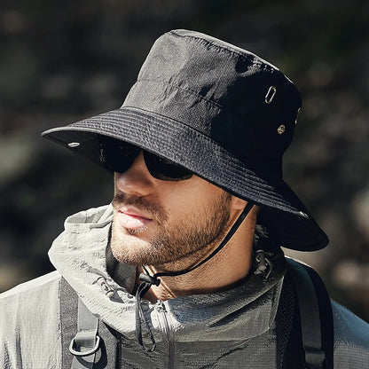Summer Bucket Hat For Men Fisherman Cap Fishing Outdoor Sunshade Big Brim Sunscreen Riding Hiking Suncreen Sunhat FOREVRYNG ®