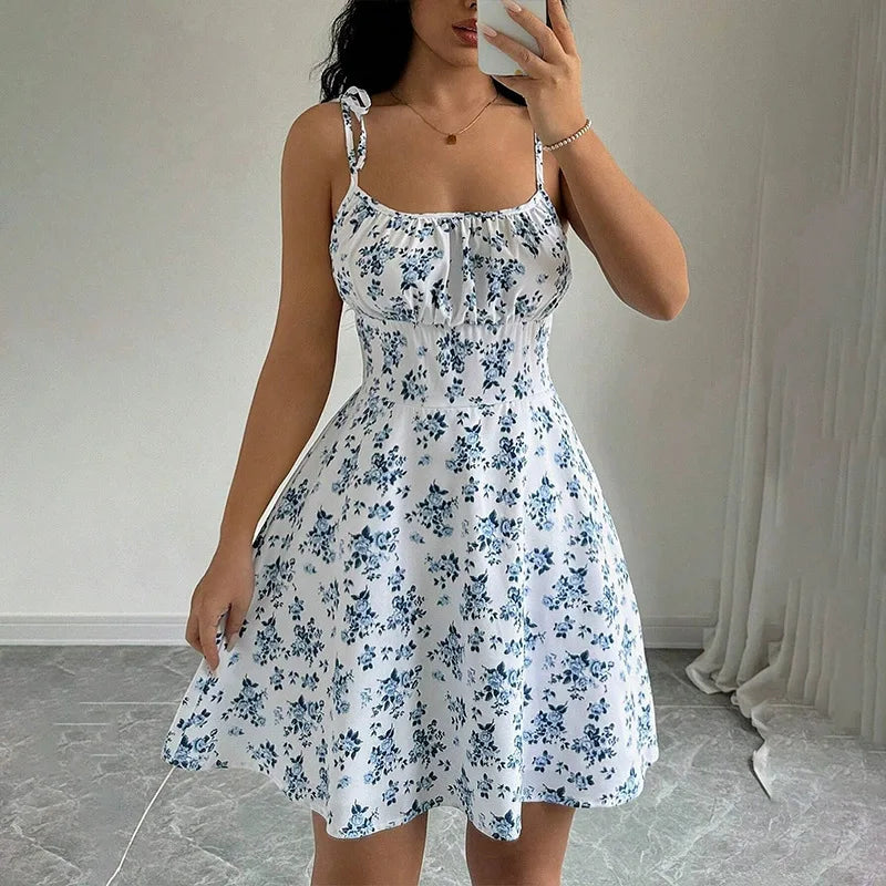 Women's Summer Floral Spaghetti Strap Beach Short Dress,Womens Dresses,Woman Clothing,Woman Clothes,Sundress,New in Dress 2025 FOREVRYNG ®