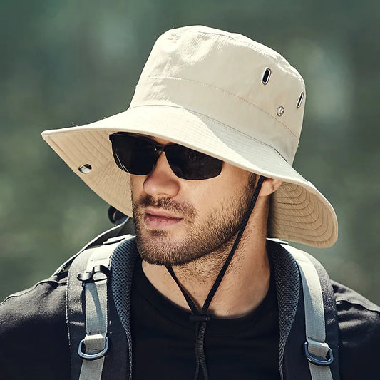 Summer Bucket Hat For Men Fisherman Cap Fishing Outdoor Sunshade Big Brim Sunscreen Riding Hiking Suncreen Sunhat FOREVRYNG ®