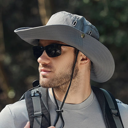 Summer Bucket Hat For Men Fisherman Cap Fishing Outdoor Sunshade Big Brim Sunscreen Riding Hiking Suncreen Sunhat FOREVRYNG ®