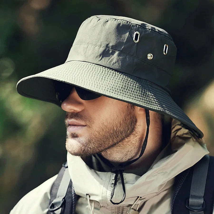 Summer Bucket Hat For Men Fisherman Cap Fishing Outdoor Sunshade Big Brim Sunscreen Riding Hiking Suncreen Sunhat FOREVRYNG ®