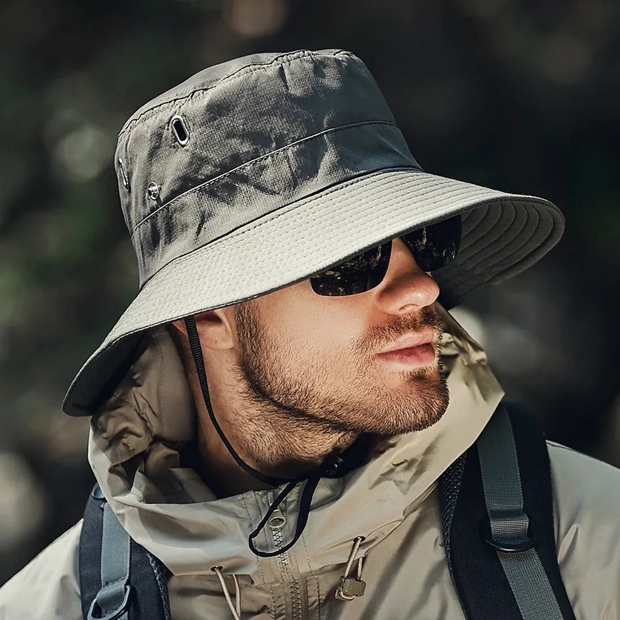 Summer Bucket Hat For Men Fisherman Cap Fishing Outdoor Sunshade Big Brim Sunscreen Riding Hiking Suncreen Sunhat FOREVRYNG ®