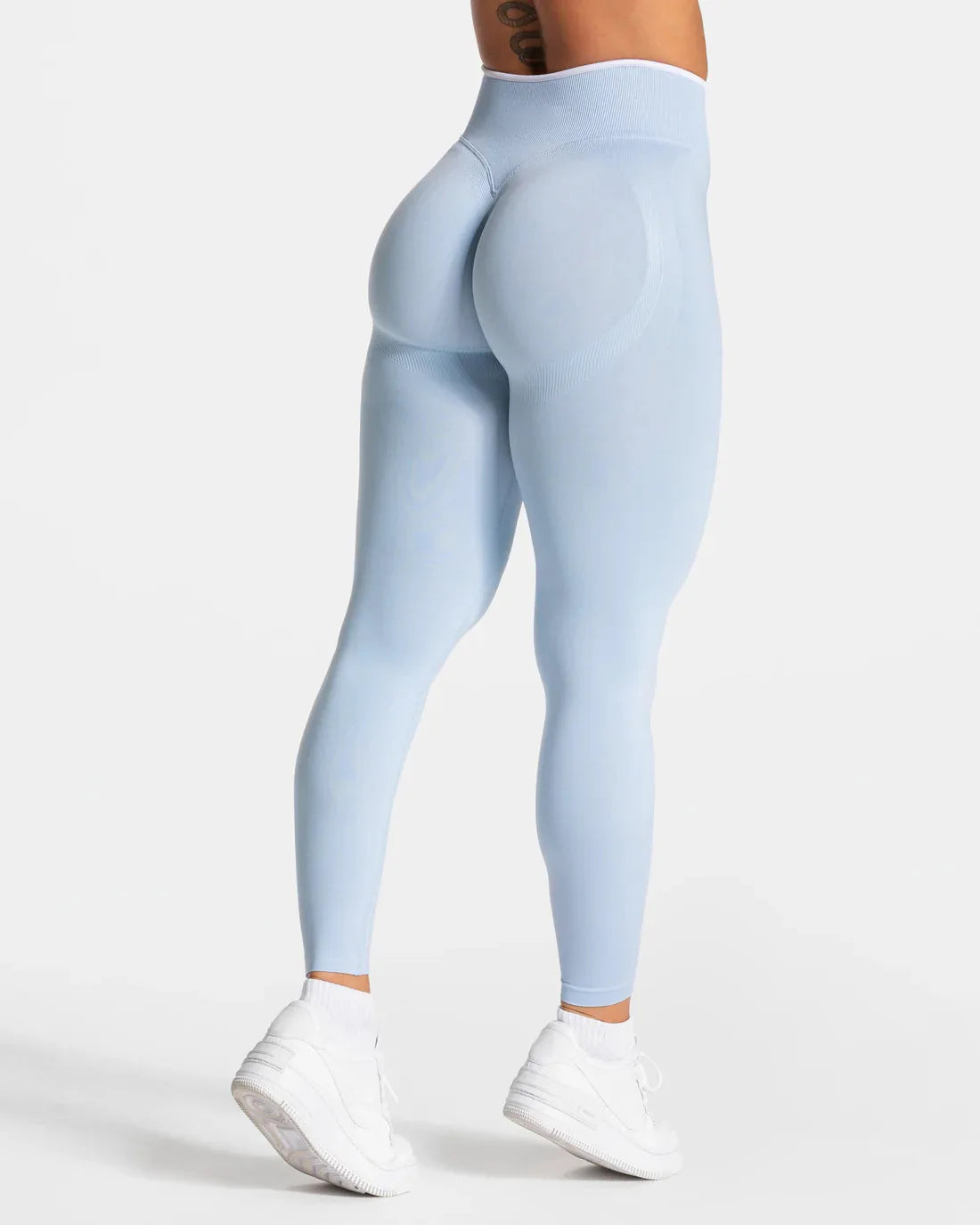 New Women's Color Blocking Yoga Leggings Seamless Knited Tights High Waist Hip Liftting Gym Workout White Edge Sports Leggings FOREVRYNG ®