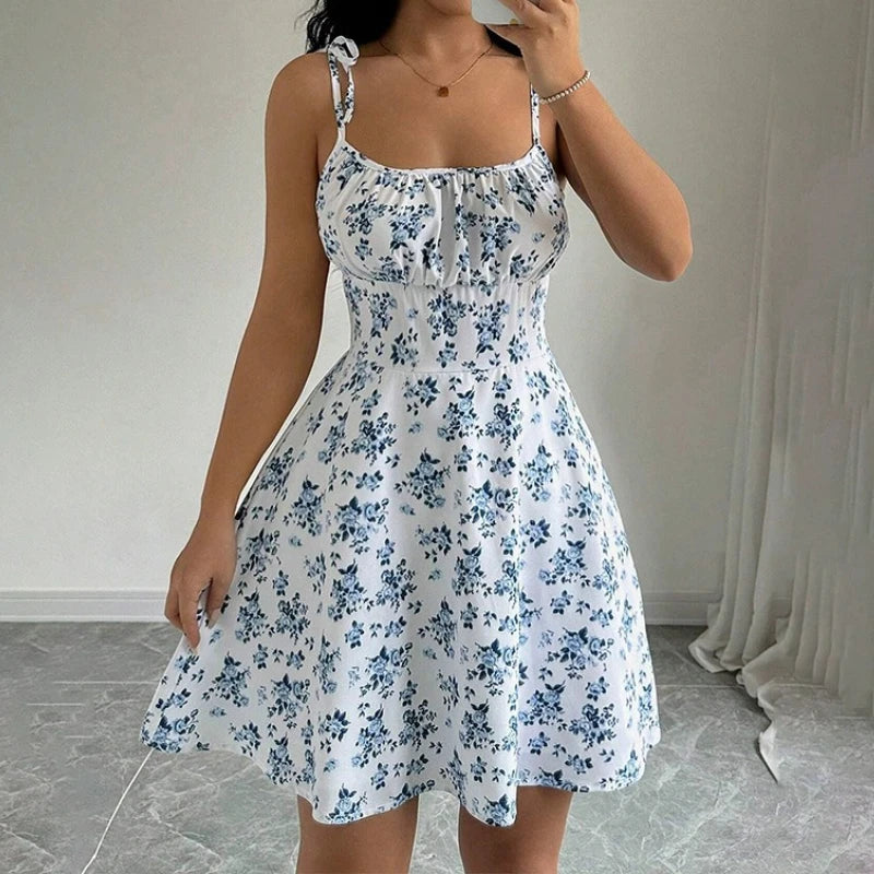 Women's Summer Floral Spaghetti Strap Beach Short Dress,Womens Dresses,Woman Clothing,Woman Clothes,Sundress,New in Dress 2025 FOREVRYNG ®